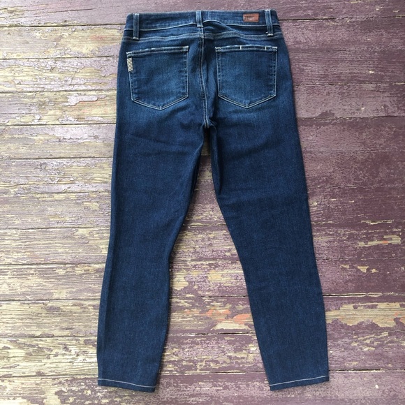 Paige Verdugo Ankle Jeans Dark Wash Distressed Skinny Stretch Size 28 - Picture 9 of 13